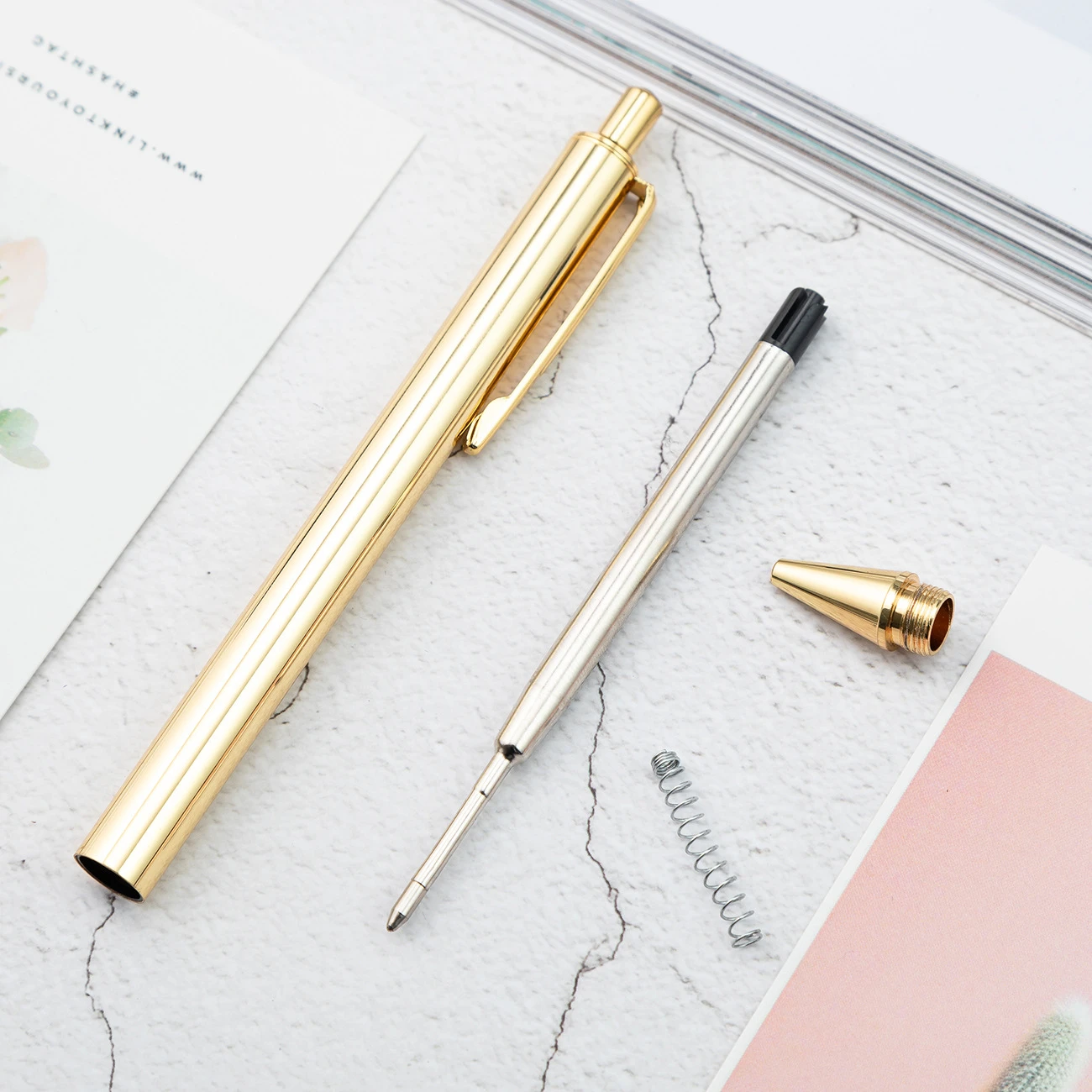 1-3 pcs Lytwtw's Roller Ballpoint Pen Luxury Cute Wedding Rose Gold Metal Stationery School Office Supply High Quality Spinning image 4