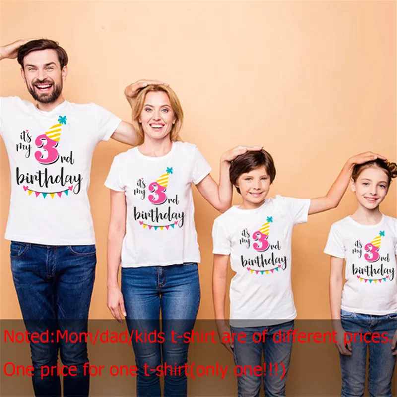 1pc 1 2 3 4 5 6 7 8 9 Birthday Tshirt Family Look Matching Tshirts Mom Dad Daughter Son Summer Short Sleeve Birthday Party Cloth