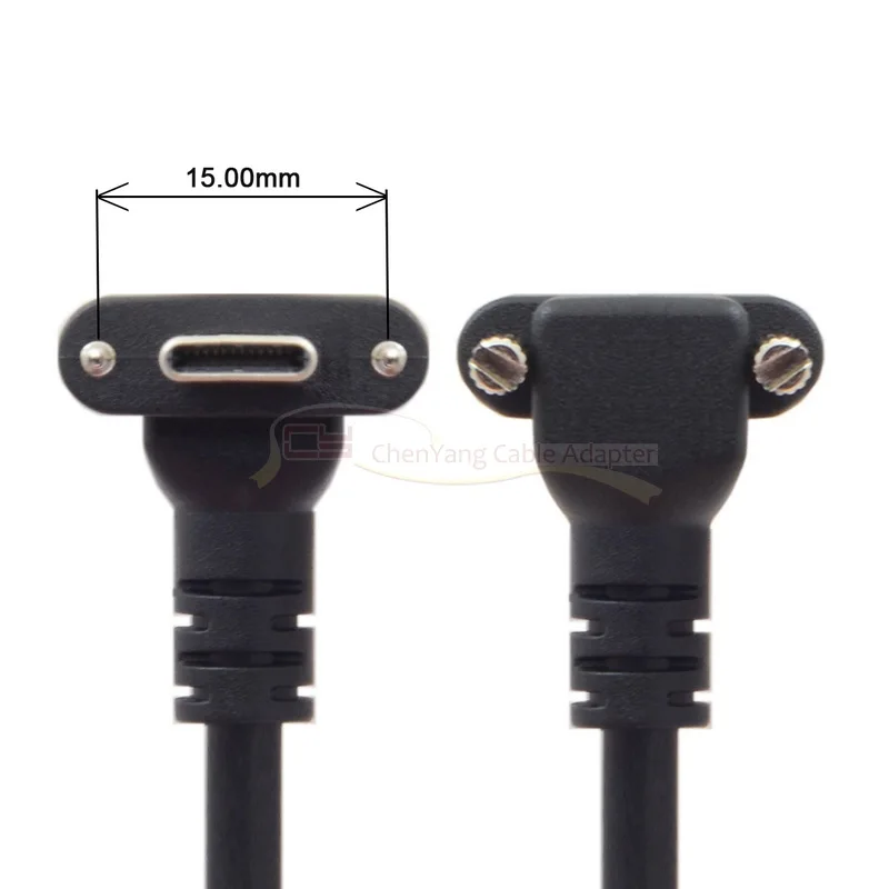 Down Up Angled USB 3.1 Type-C Dual Screw Locking to Standard USB3.0 Data Cable 90 Degree for Camera 120cm 300cm 500cm 1.2m 3m 5m