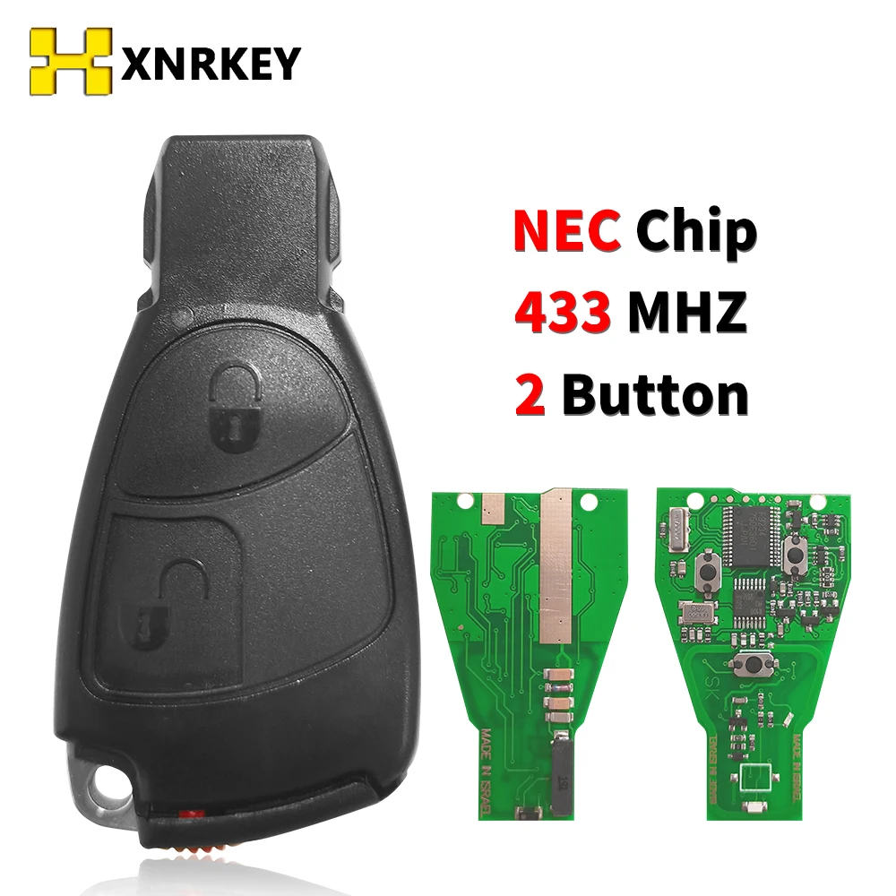 

XNRKEY 2 Button Car Remote Control Key for Mercedes Benz A B C E Class W203 W204 W205 W210 W211 W212 W221 NEC Chip 433Mhz