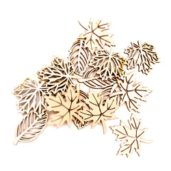 Natual Wooden Leaves Pattern Scrapbooking Painting Craft Handmade Accessory Sewing Home Decoration DIY 50-52mm 10pcs