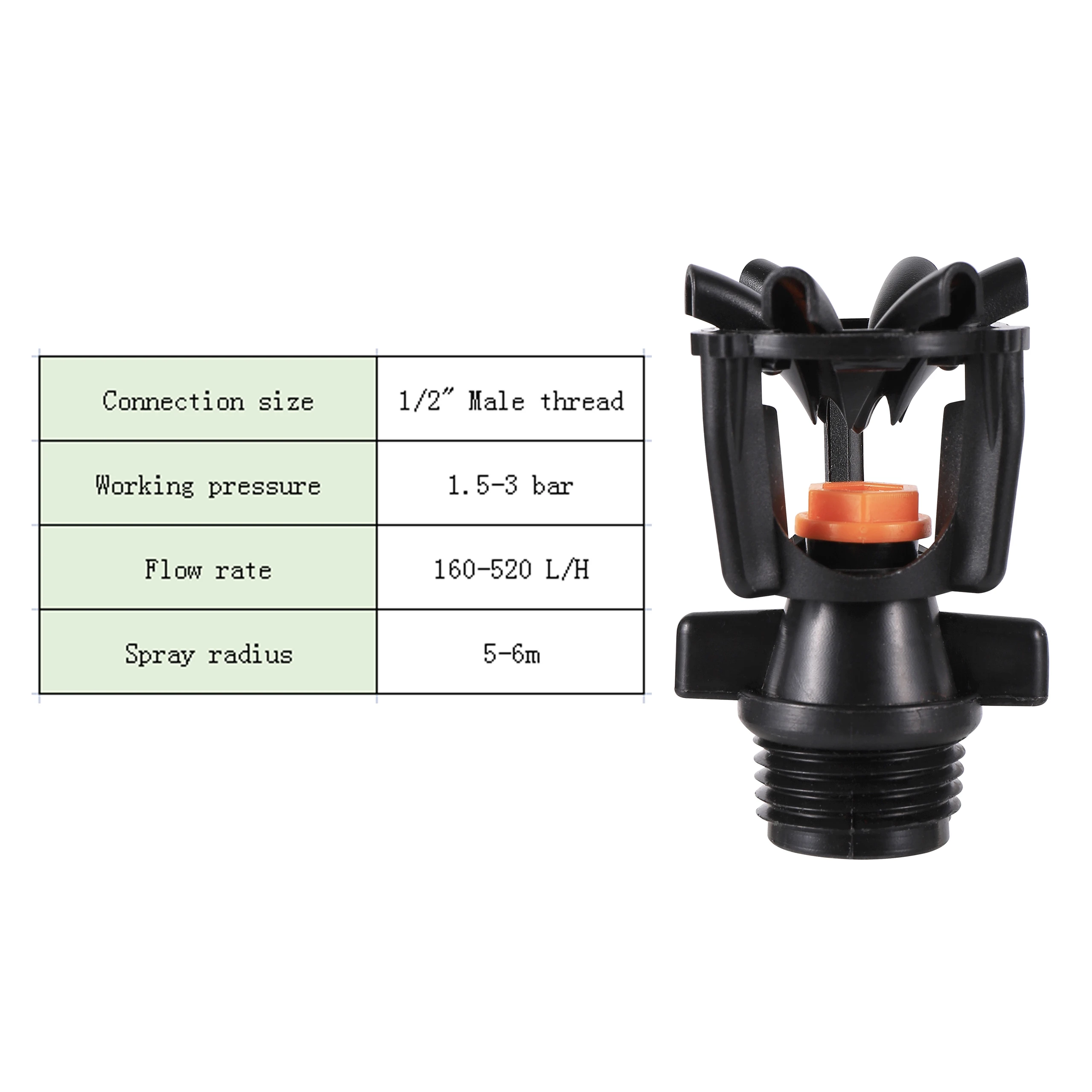 1/2" Male Thread Rotating Sprinklers Irrigation Water Spray Sprinkler Lawn 360° Rotary Watering Nozzles garden watering system