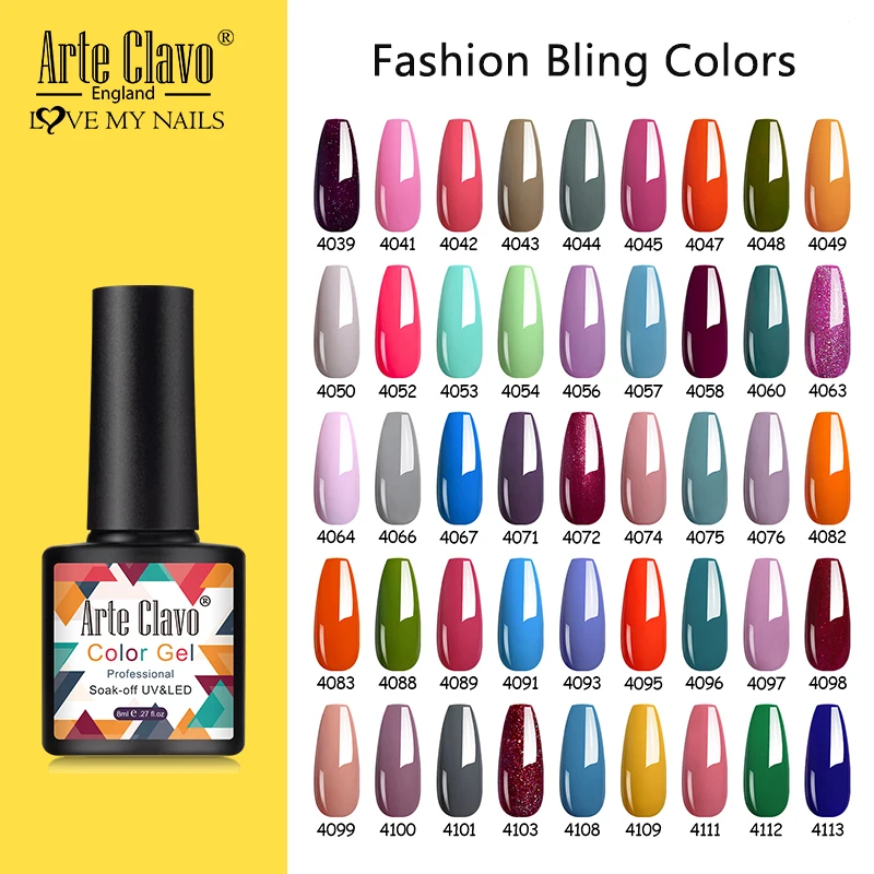 Arte Clavo Gel Lack Shinning Nude Rosa Farbe Für Maniküre Semi Permanent Hybrid UV Gel Nagellack Pailletten Gel Lack 8ml