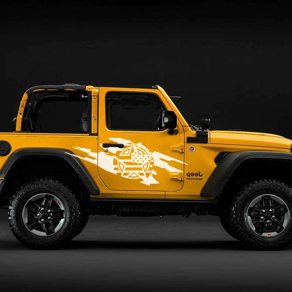 

2PCS For Jeep Wrangler Car Stickers Reflective Stylish Auto Side Door Vinyl Film styling Decal Automobile Car Tuning Accessories