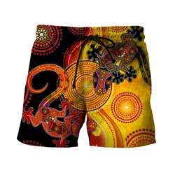 Short d'été décontracté imprimé en 3D pour hommes et femmes, aborigène, australien, indigène, lézards et soleil, fjFor