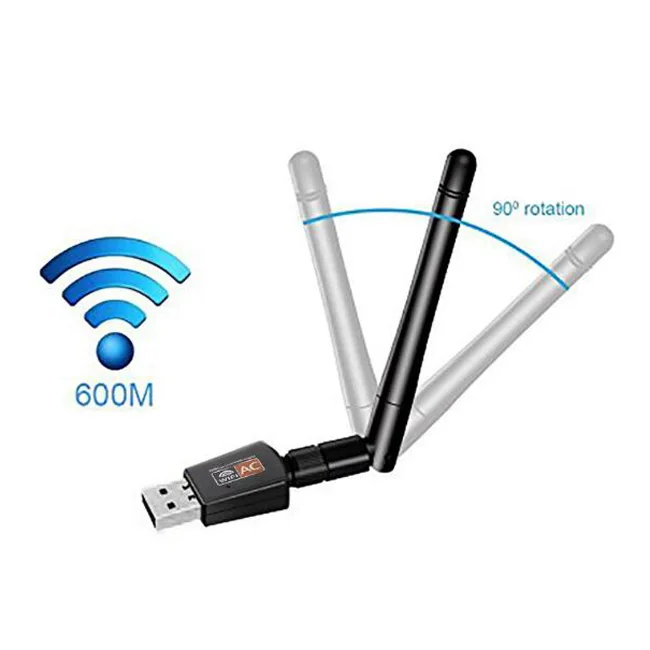 Dual Band USB WIFI Adapter 802.11AC 600Mbps 2.4G 5GHz with external Antenna compatible with Windows XP/Vista/7/8/10,MAC OS