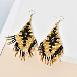 ZMZY Bohemian Handmade Beaded Long Tassel Earrings For Women MIYUKI Bead Statement Dangle Earrings Ethnic Jewelry