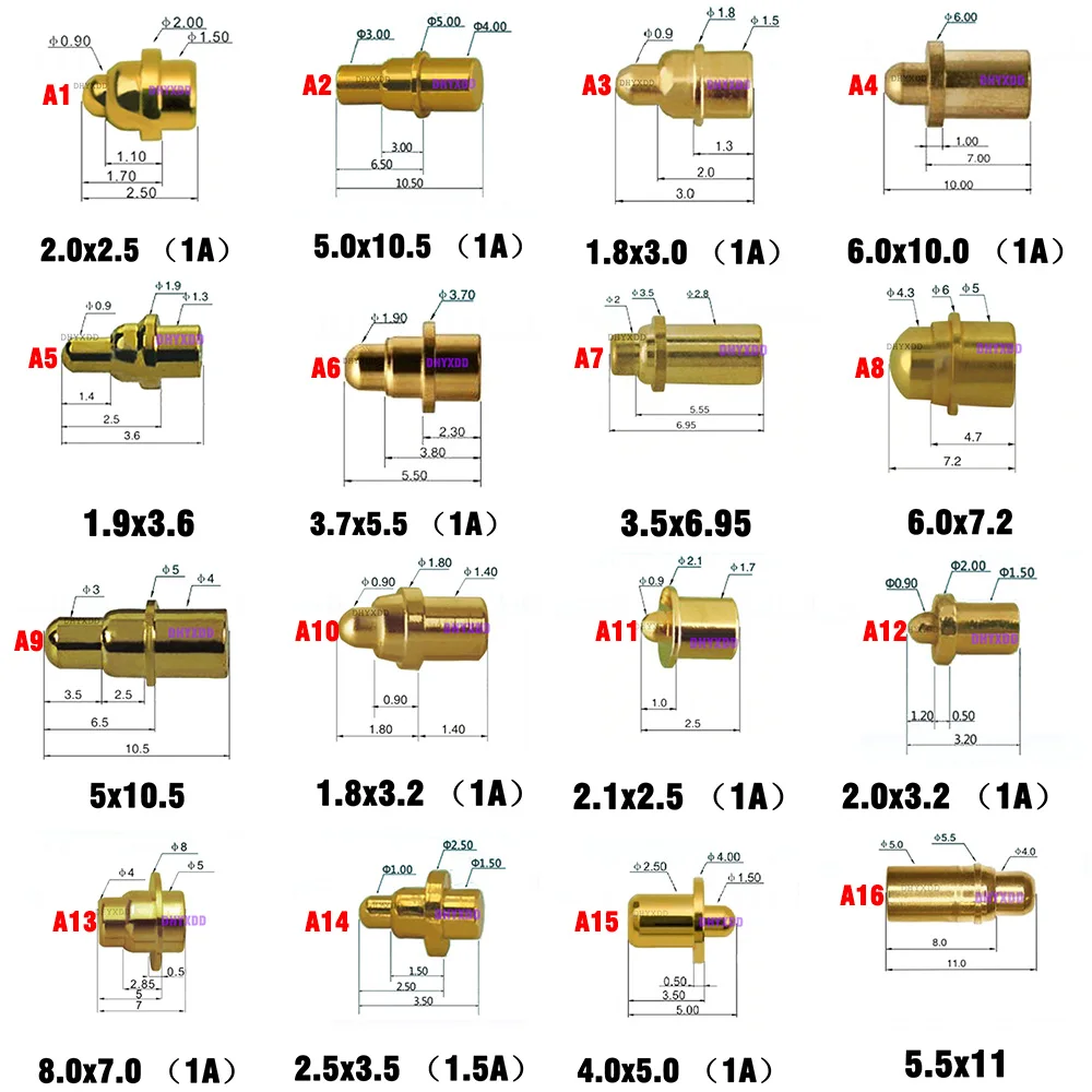 10Pcs High Current Probe Pogopin Contact 2A 1A Pogo Pin Connector Low Voltage 1 Amp 1.5Amp 2Amp POGO PIN Header Charge