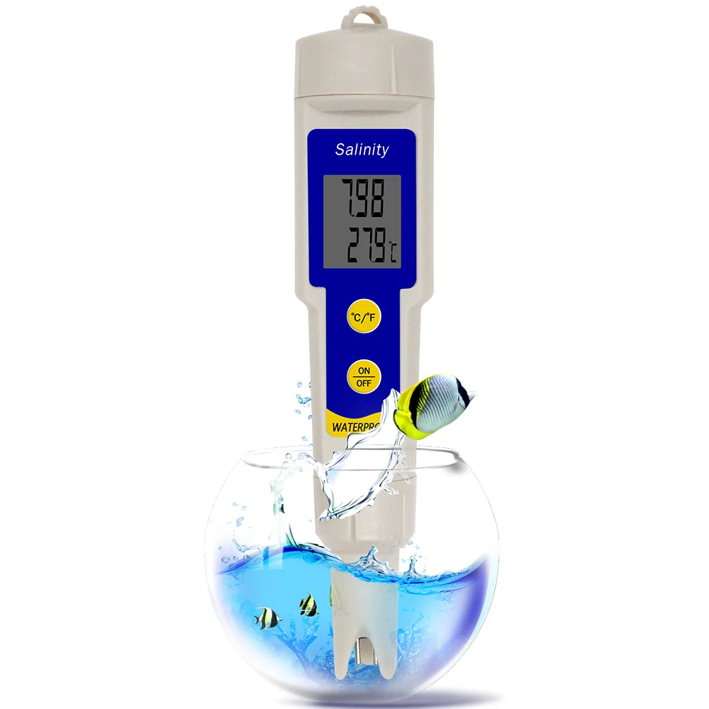 

Digital Salinity Tester Salt Meter 2 in1 Temp Salinometer Aquarium Salty Testers Marine Salinity Pool Testing Salinometer