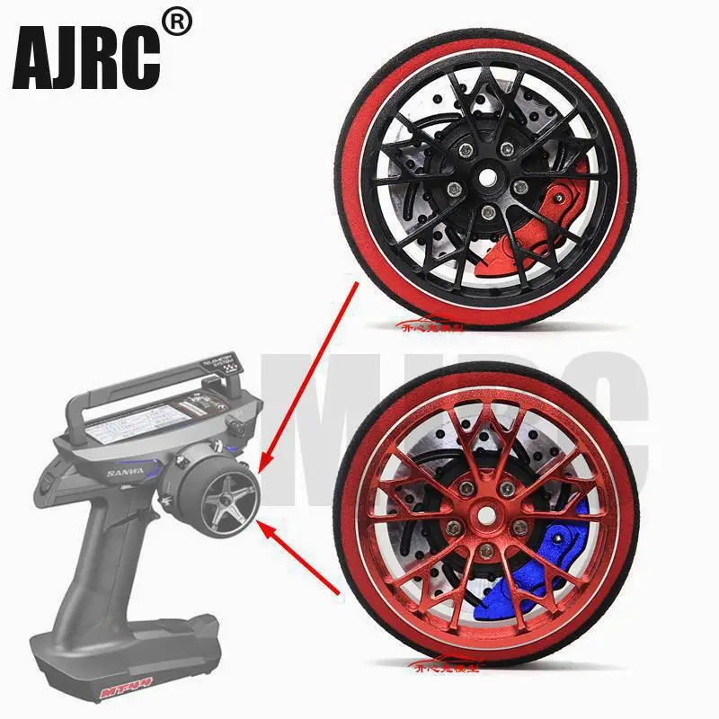 AJRC Black Red Metal remote control handwheel for SANWA MT4 MT4S M11X M11 MX-V Steering wheel