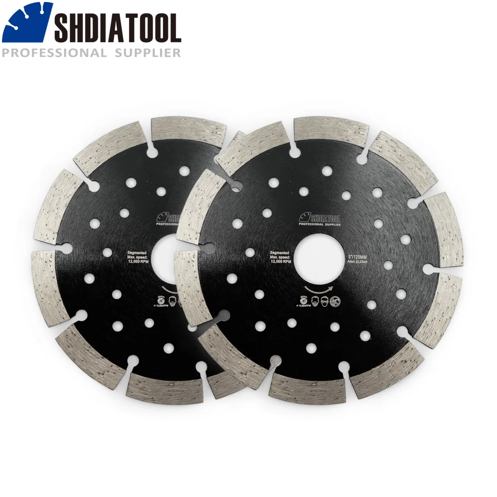 SHDIATOOL 2pcs Diamond Hot Pressed Segmented Saw Blade with Multi Hole Cutting Disc for Granite Marble Stone Tile Concrete