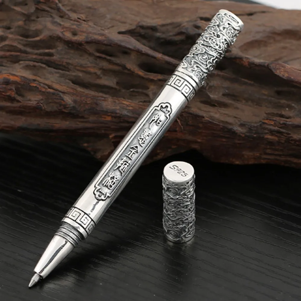 BOCA S925 silver Jewelry Accessories Gold hoop Six-Character Mantra Ruyi Auspicious Cloud Silver Pen Signature Pen Business Gift