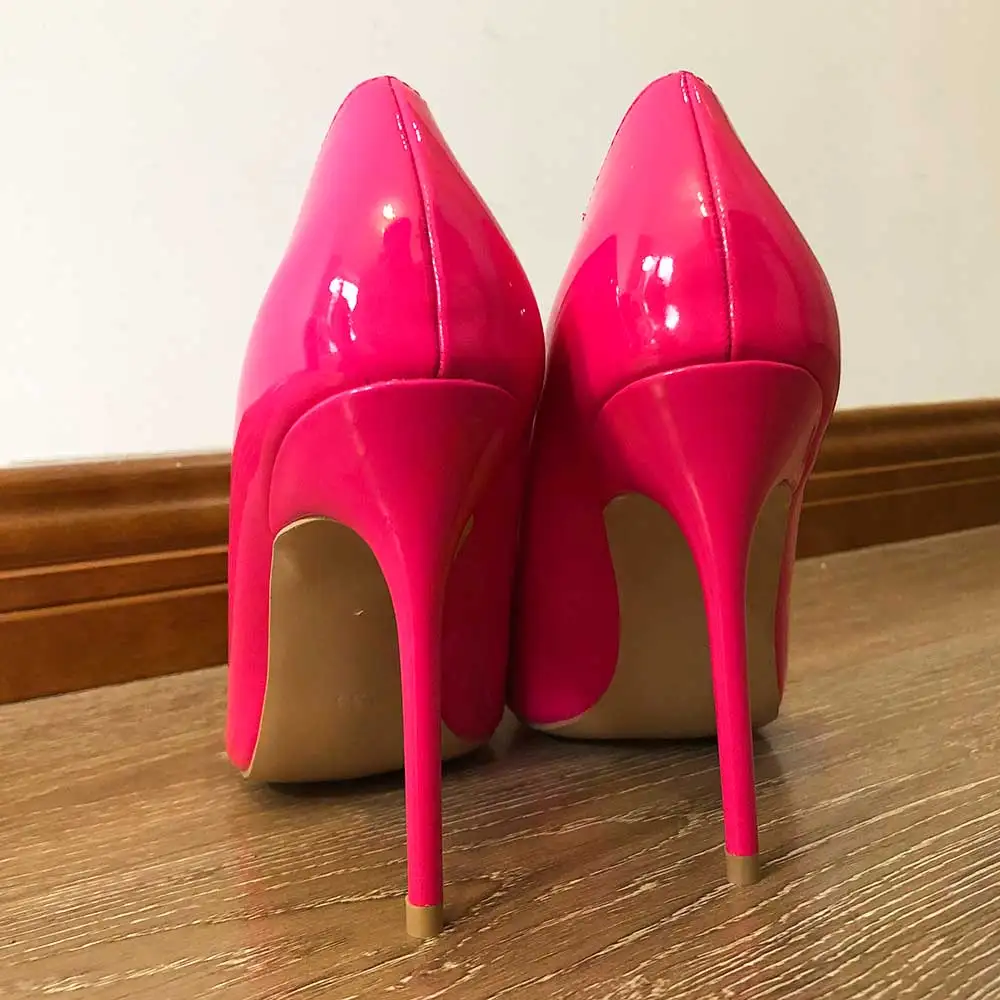 Tikicup Solid Rose Pink Women Patent Formal High Heels Ladies Wedding Bridemaids Dress Shoes OL Chic Pointy Stiletto Pumps