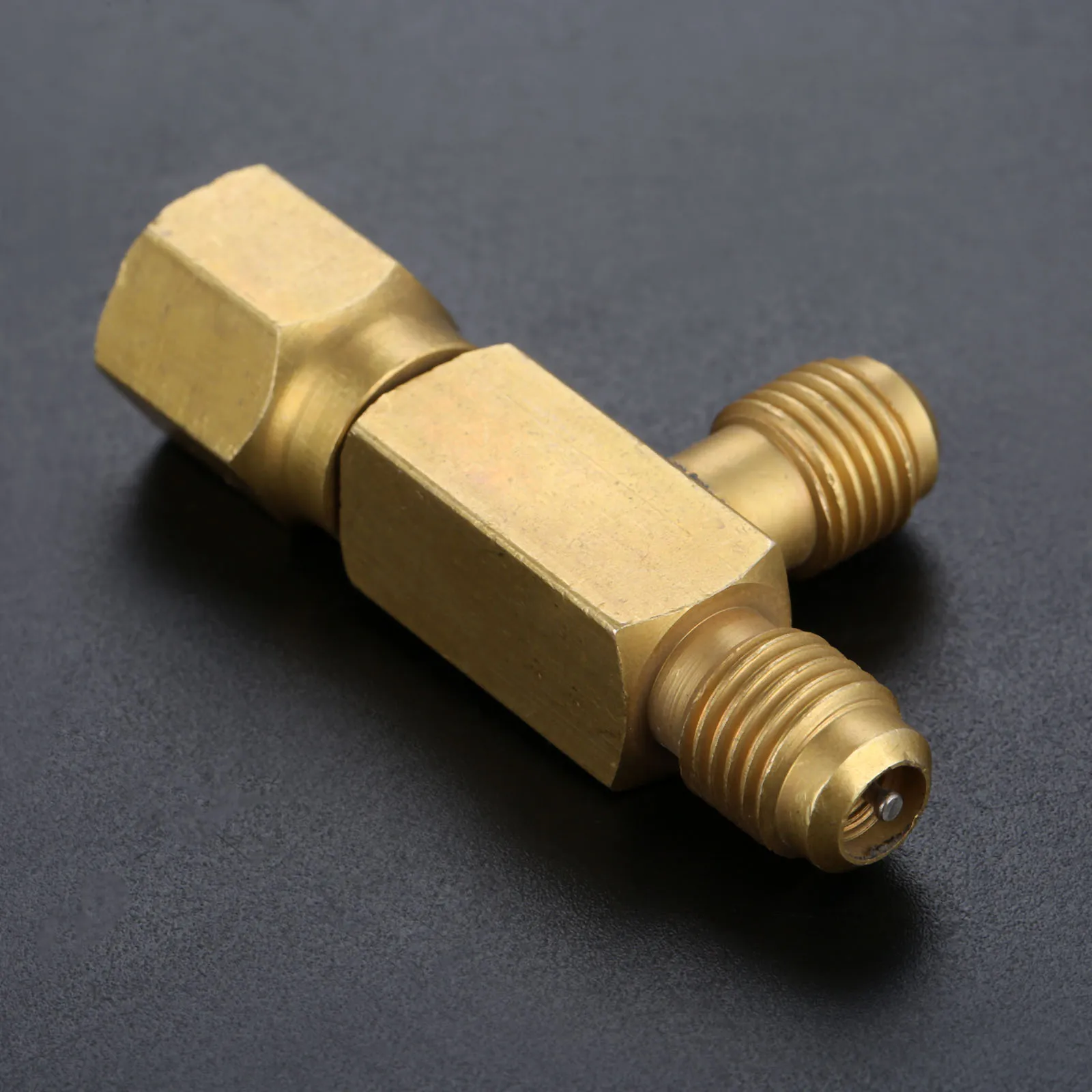 Imagem -04 - Solid Brass Tee Adaptador Conversor Sae Flare Conector Giratório Adicionar Micron Gauge Bomba de Vácuo Profundo Manifold 4
