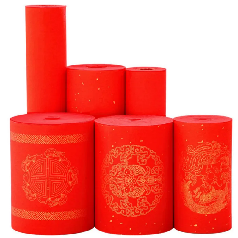 New Year Paper Cutting Special Xuan Paper Chinese Spring Festival Couplets Red Rice Paper 100m Calligraphy Brush Half-Ripe Xuan