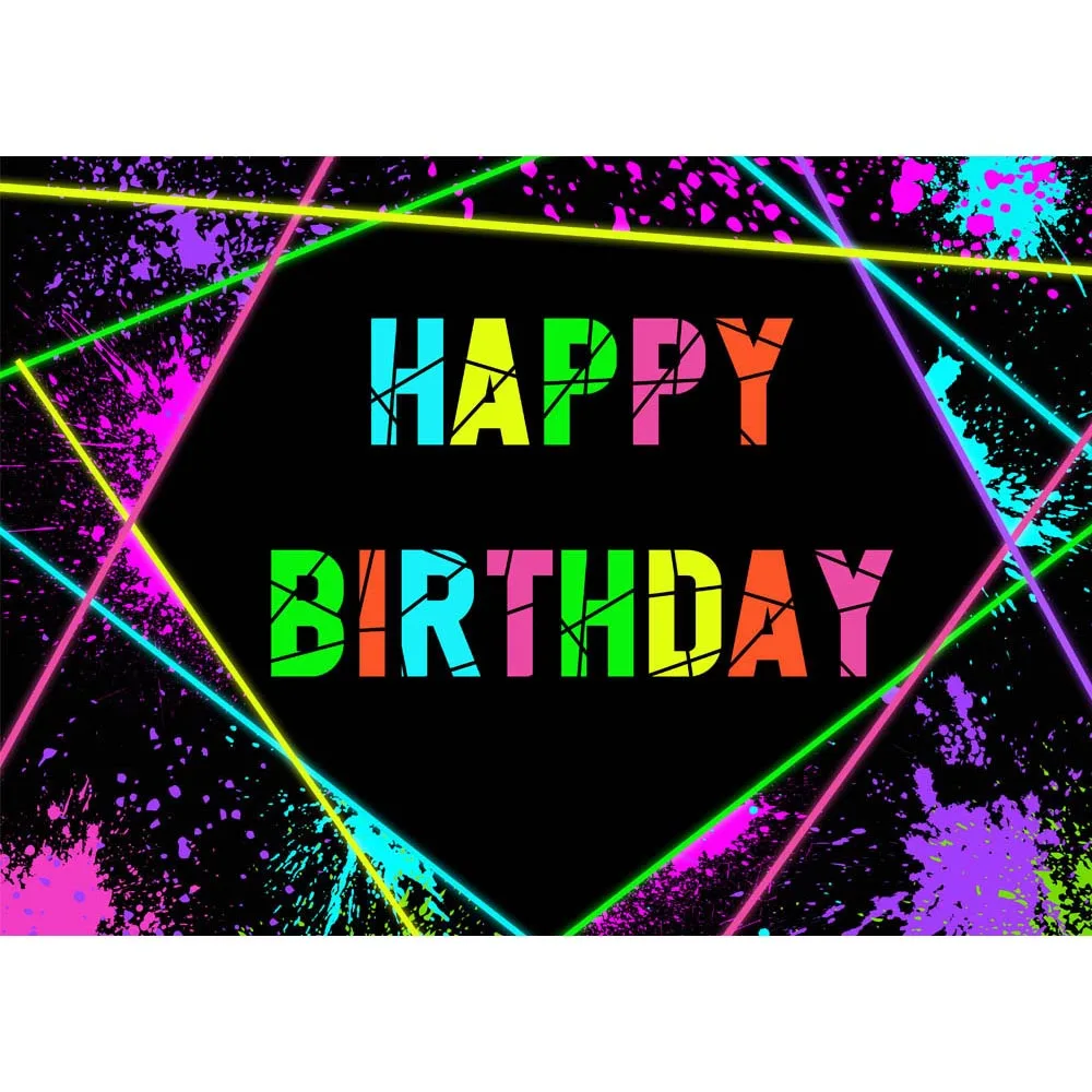 Mocsickaグローネオンテーマ誕生日パーティーの背景写真スプラッシュグラフィティ80 90年代に戻るパーティー写真の背景フォトコール