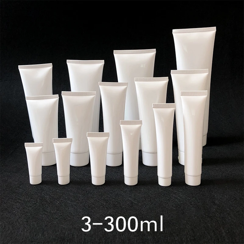 

3ml 5ml 10ml 30ml 50ml 100ml 200g Empty Cosmetic Container White Plastic Soft Tube Makeup Cream Squeeze Bottle