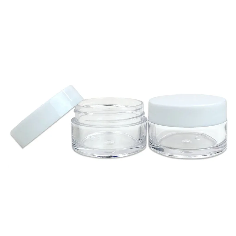 10pcs 2g 3g 5g 10g 15g 20g Plastic Cosmetic Empty Jars White Lids Clear Pots Bottles Eyeshadow Makeup Cream Lip Balm Containers