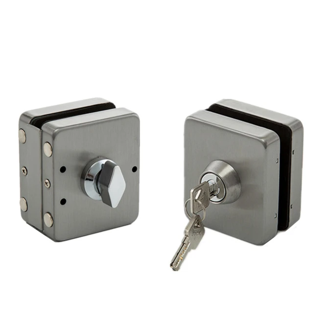 Stainless Steel 10-12mm Glass Door Lock Double Sides Open No Drilling Gate Lock Non-Apertured glass door lock Security lock