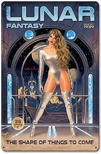 

Maizeco Lunar Fantasy Pinup Girl Metal Tin Signs 8 x 12 Inch Wall Decor Sign Plaque Poster for Garage Indoor Coffee Shop Novelty