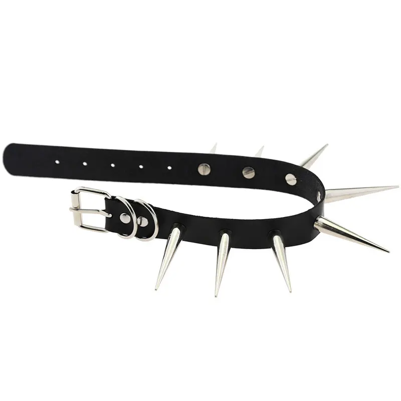 Punk Harajaku Big Metal Spike Rivets Rock Gothic Chokers PU Leather Stud Collar Choker Necklace Hip Hop Statement Jewelry