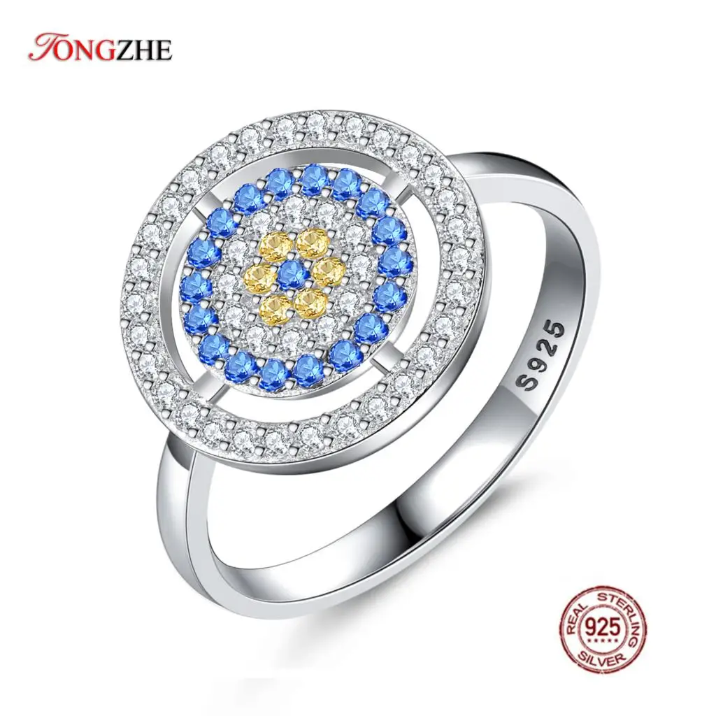 TONTGZHE Personalize Wedding Rings for Women 925 Sterling Silver Elegant CZ Crystal Evil Eye Promise Bride Accessories Jewelry