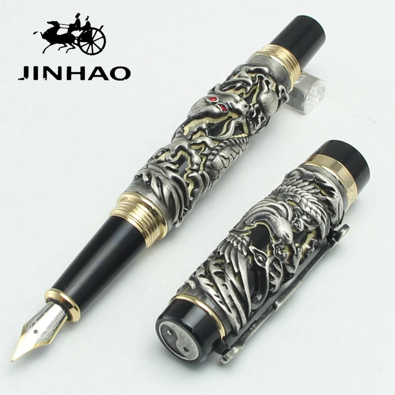 

JINHAO The Latest Design Dragon and Phoenix Golden Fountain Pen High Quality Hot Selling Luxury Writing Gift Pens