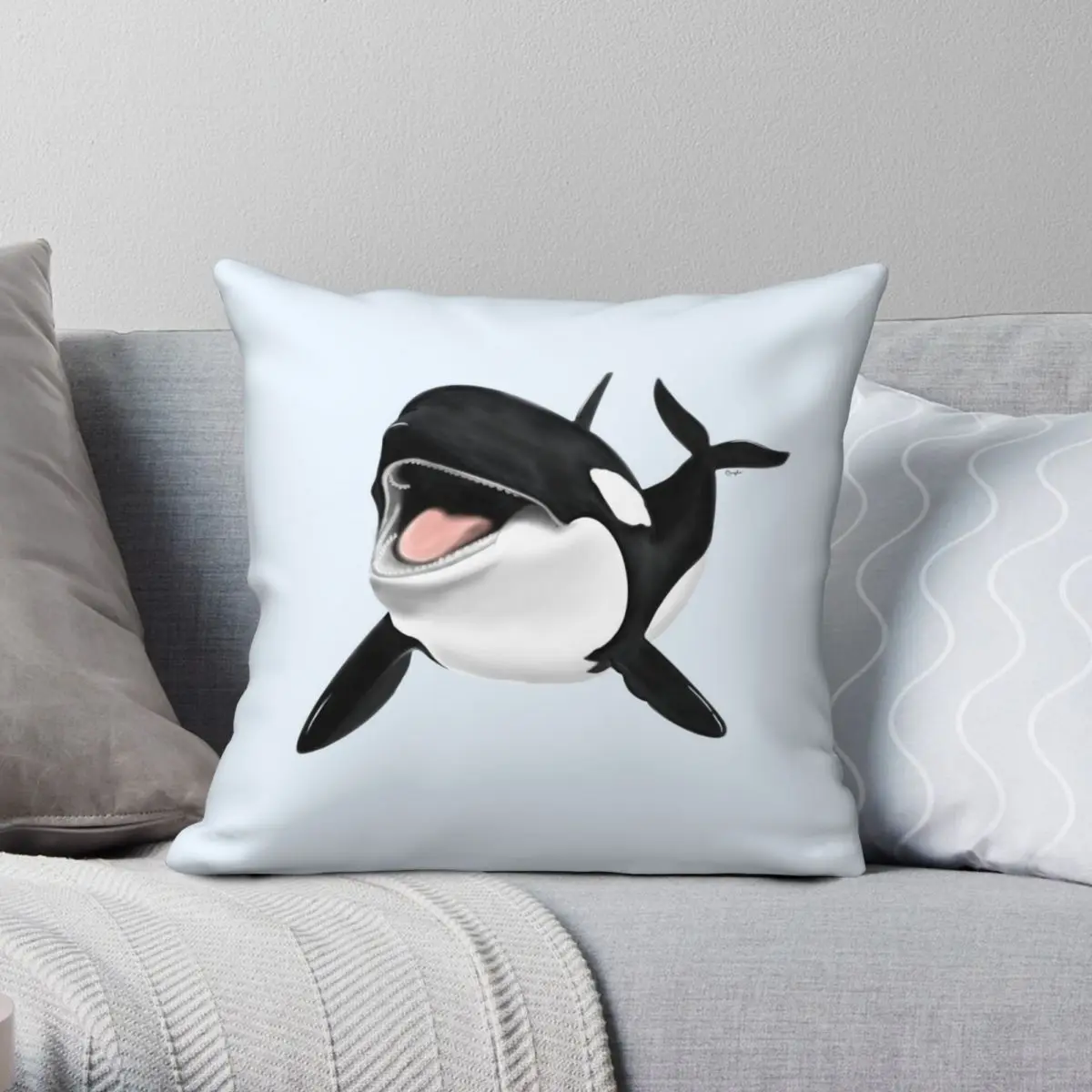 

Magnificent Orca Pillowcase Polyester Linen Velvet Creative Zip Decor Throw Pillow Case Home Cushion Cover