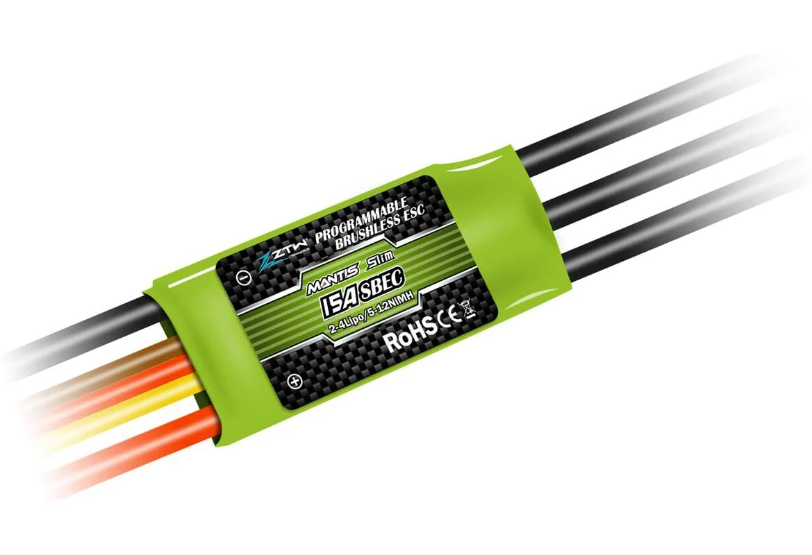 Ztw mantis magro 15a esc com controlador sem escova da velocidade de sbec 5v/2a 2-4s para o vôo interno do avião f3p 3d de rc