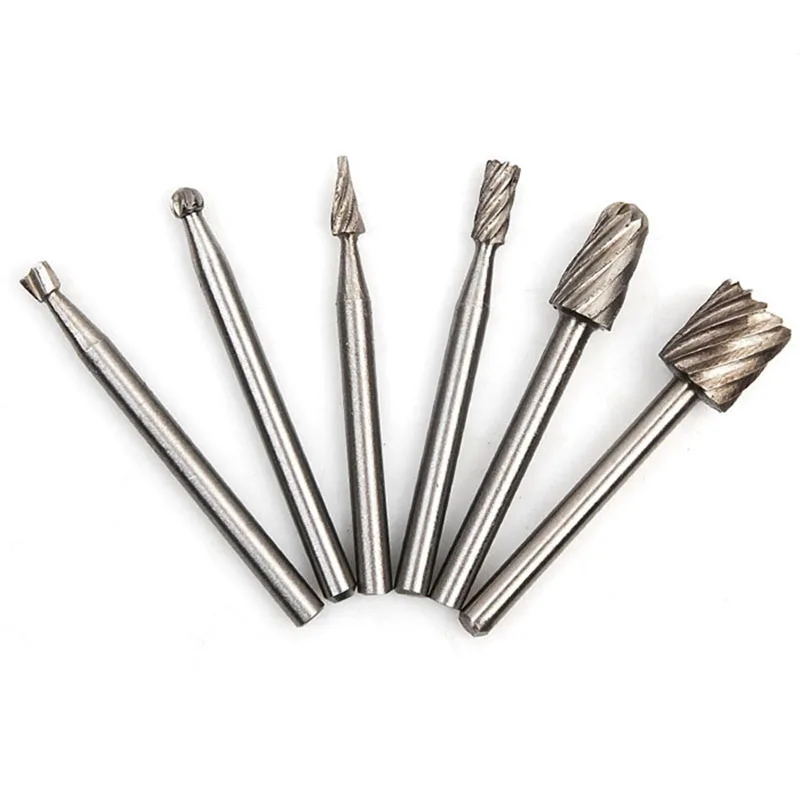 

6PCS HSS Rotary Multi Tool Burr Routing Router Bit Mill Cutter Attachment Compatible For Wood Metal Carving Milling