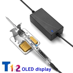 OLED digital display transparent T12 handle DC 12-24V 72W T12 mini electric soldering iron with adjustable temperature electric