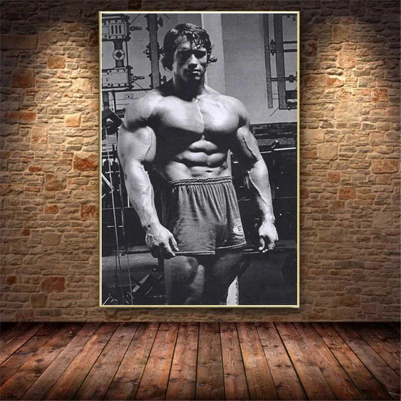 Muscle Man Arnold Schwarzenegger Bodybuilding Fitness Poster Prints Painting Workout Wall Art Pictures Cuadros for GYM Decor