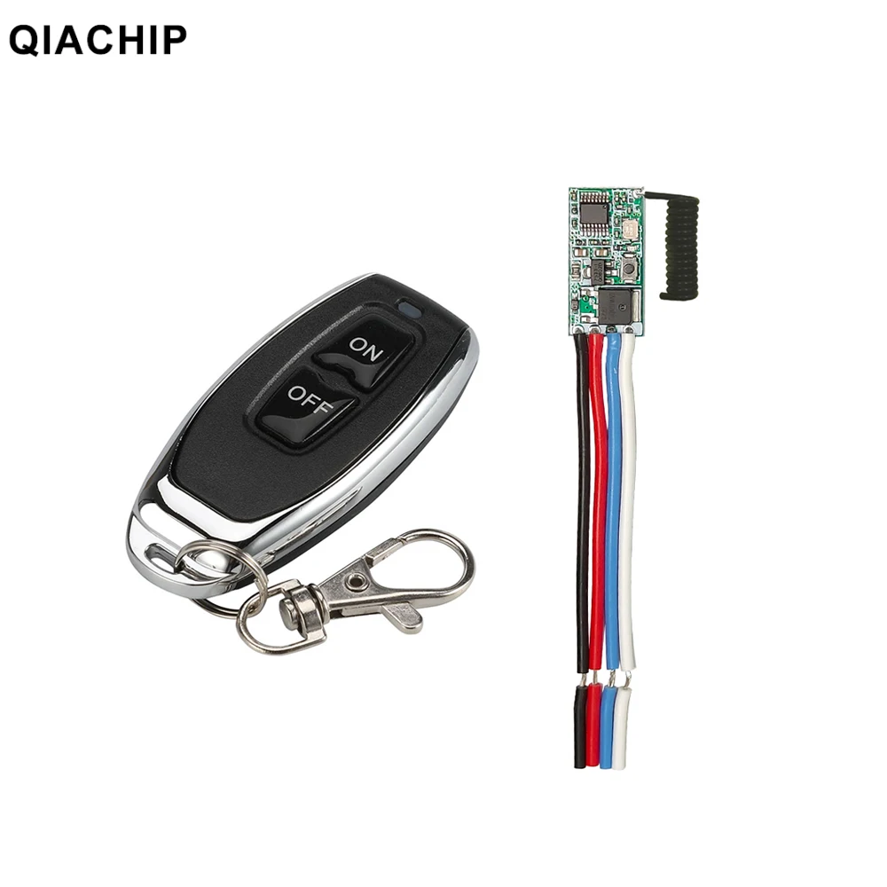QIACHIP 433 MHz kabelloser Fernbedienungsschalter, Mini-Empfänger mit großer Reichweite, 3,6 V, 12 V, 24 V und 433 MHz-Sender, LED-Fernbedienung
