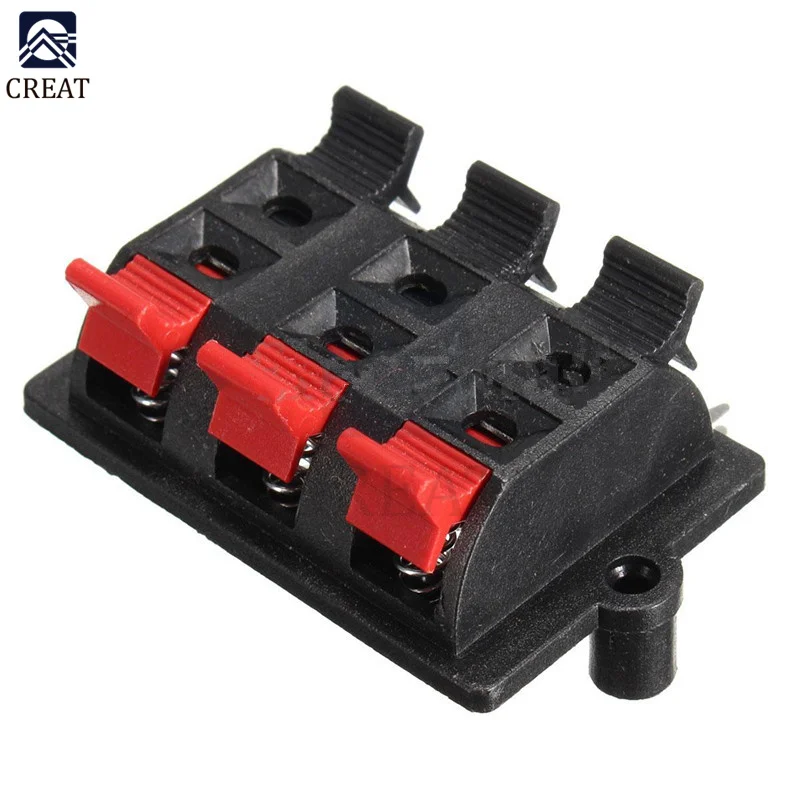 2 Row 6 Way Spring Speaker Terminal Clip Push Release Connector Audio Cable Terminals Strip Block