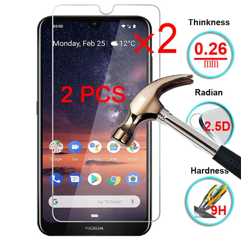 2 Pieces 9H Hard Glass Protective Glass Screen Protector Film for Nokia 7.2 6.2 7 6 5 Tempered Glass for Nokia 5.1 Plus 6.1 7.1