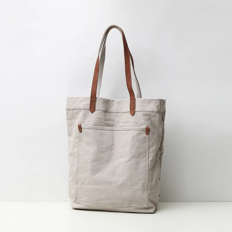 

YIFAN Half -Hand made Women Canvas Bag ,High Quality Cotton Girl's Crossbody Bags with Premium Top Leather Handle