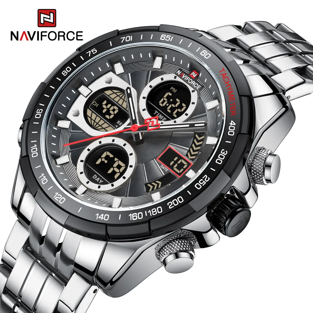 Top Brand Men Wristwatches Full Steel Dual Display Date Male Clock NAVIFORCE Fashion Quartz Wristwatch Relogio Masculino