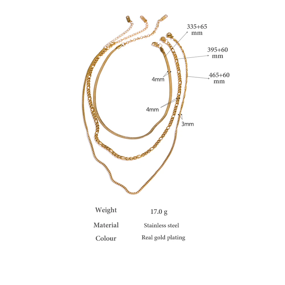 Yhpup Stainless Steel Chain Layered Necklace Separated Set for Women Statement Golden Metalic Waterproof Collar Necklace Jewelry