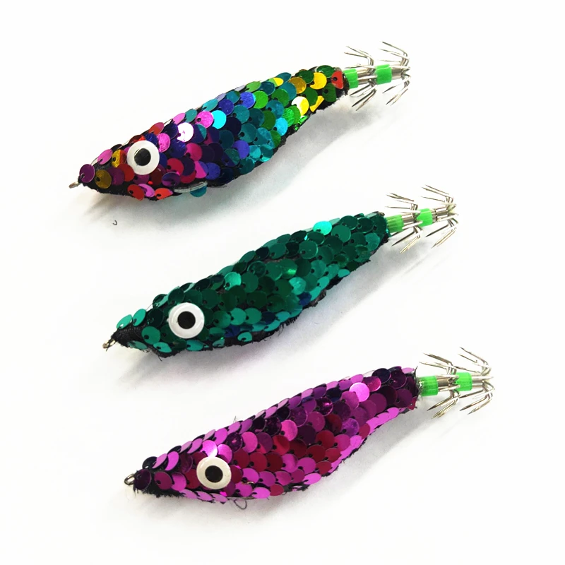 30Pcs New Shrimp Lure Squid Jig Wood Big Eyes Squid Cuttlefish Jigs Fishing Lures 2021 Bait