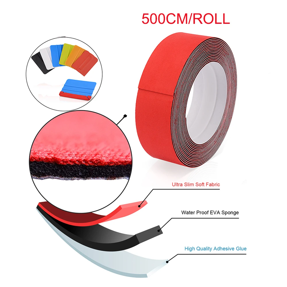 EHDIS Multiple Card Scraper Edge Fabric Felt Soft Suede Felt Cloth for Car Wrap Vinyl Squeegees Hard Card Protective Buffer Tape