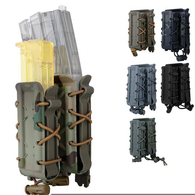 

Tactical Airsoft Double Magazine Pouch Pistol Rifle Molle Hunting Magazine Pouches Nylon TPU Tactical Bungee Cord Army Mag Pouch