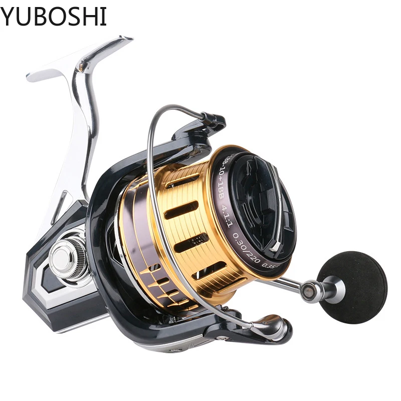 

YUBOSHI New 4.1:1 Gear Ratio High Speed Strong Drag Spinning Reel 8000-12000 Series Carp Fishing Reel for Bass Tools Molinete