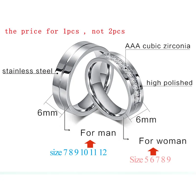 Bling Cubic Zirconia Wedding Band Rings Free Engraving Record Name Date Love Info Stainless Steel Custom Jewelry