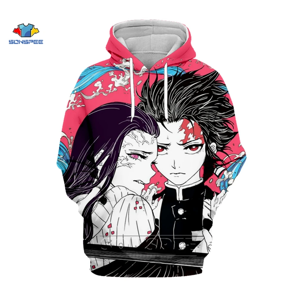 SONSPEE Janpan Anime Kimetsu no Yaiba Demon Slayer Hoodie 3D Print Mens Clothing Harajuku Sweatshirt Tracksuit Woman Streetwear