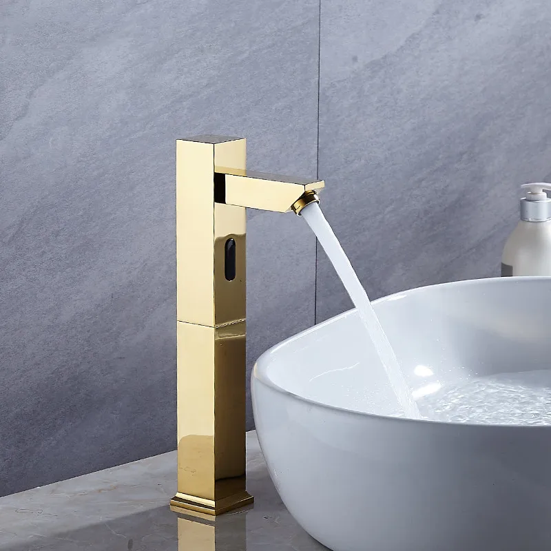 

Brass Bathroom Sink Faucet Basin Faucet Automatic Sensor Mixer Touch Free Sensor gold Faucet single Cold Automatic Hands Tap