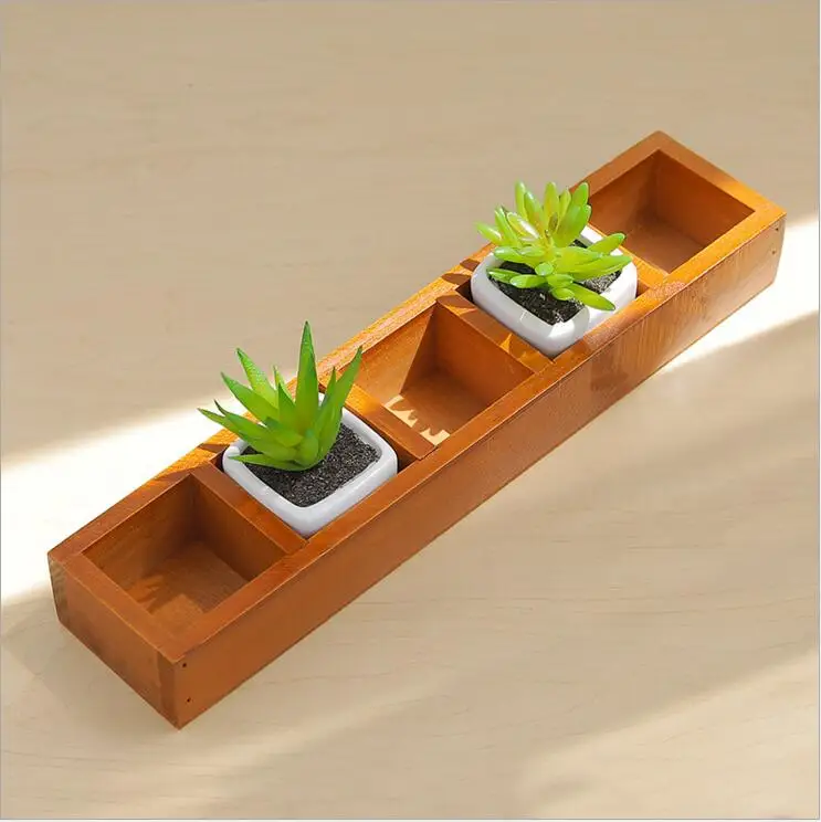 5 Blocks Wooden Plate High quality Wooden Succulents Tray Home Storage plate Vintage Flower Holder