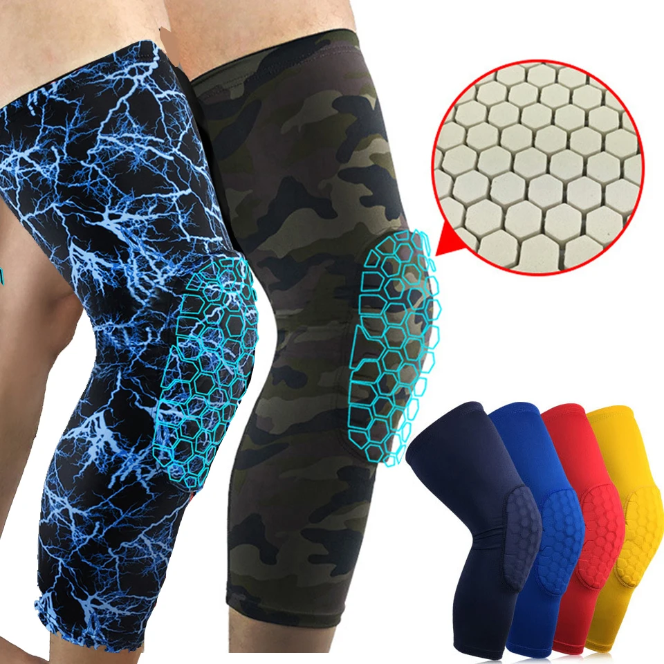 1 Piece Breathable Sports Football Basketball Knee Pads Honeycomb Knee Brace Leg Sleeve Calf Compression Knee Support Protection