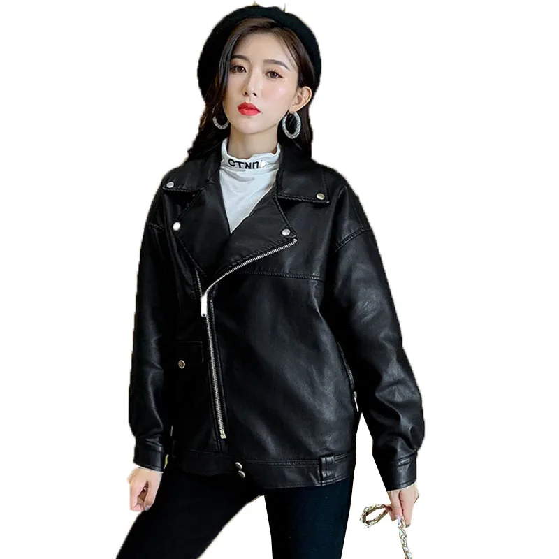 Frauen Leder Jacke Neue 2020 Frühling Leder Mantel Plus Größe Mode Motorrad Kleidung Dame PU Leder Zipper Mantel Oberbekleidung