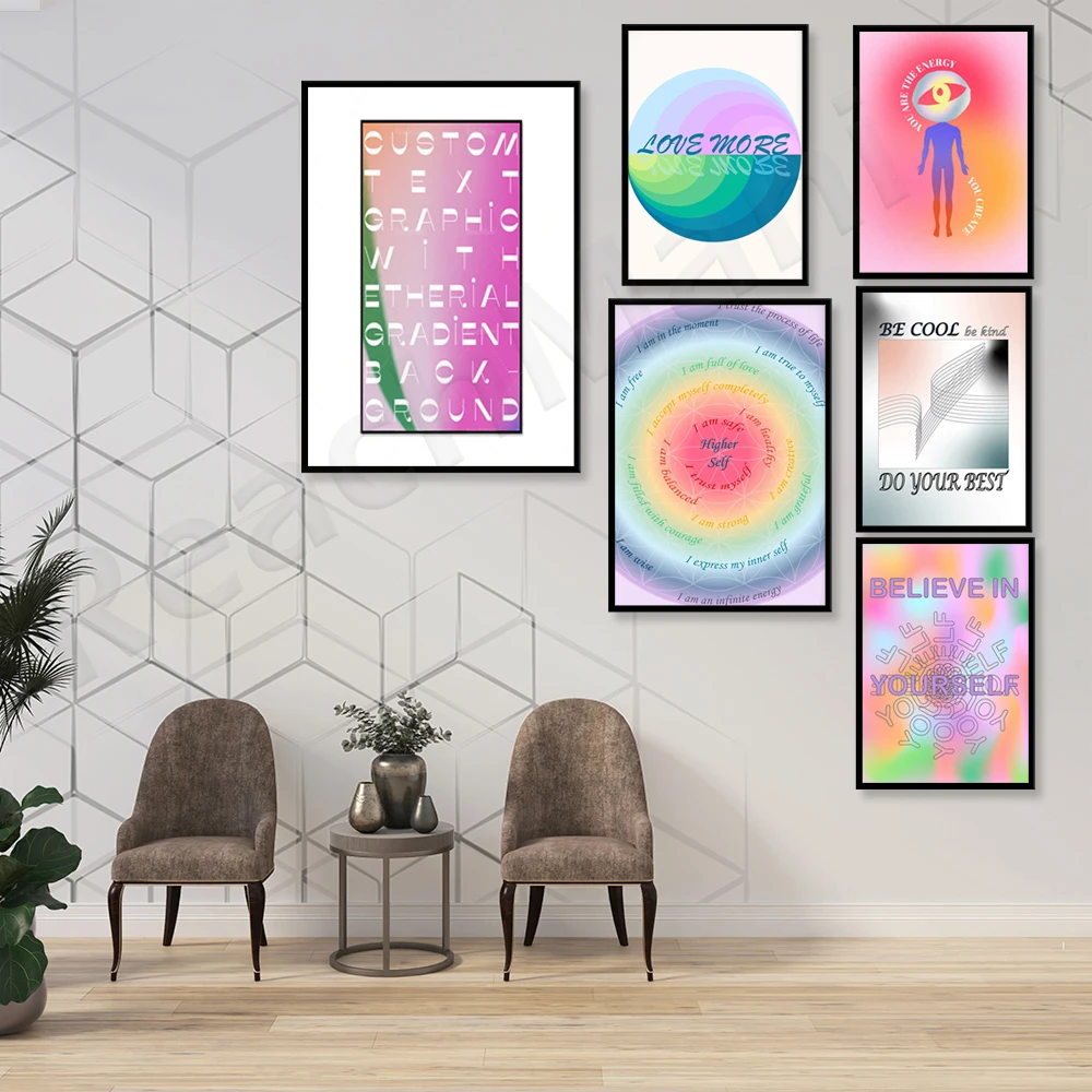 Popular halo posters, affirming the aura and gradual granular flower of life, believe in yourself, retro vigor, rainbow halo, mi