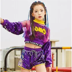 3 stücke Set Mädchen Jazz Dance Kostüm Kinder Straße Hip hop Dance Mädchen Jazz Bühne Pailletten Mädchen Jazz Dance Kostüm für Mädchen